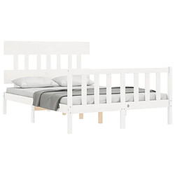 Acheter Maison Chic Cadre/structure de lit avec tête de lit pour adulte - Lit Moderne Chambre blanc 120x200 cm bois massif -MN96950