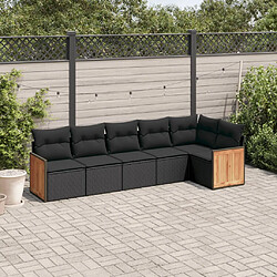 vidaXL Salon de jardin 6 pcs avec coussins noir résine tressée