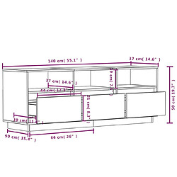 vidaXL Meuble TV Blanc 140x37x50 cm Bois de pin massif pas cher