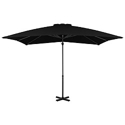 ComfortXL Parasol Déporté Et Mât En Aluminium Noir 250x250 Cm