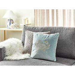 Beliani Coussin BOSSIELLA Coton 45 x 45 cm Animal Impression en bloc Bleu clair