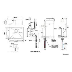 Acheter Auralum MAX Évier de Cuisine Inox 1 Bac 50*43*18CM avec Distributeur de Savon+ Robinet de Cuisine Noir avec Douchette Extractible