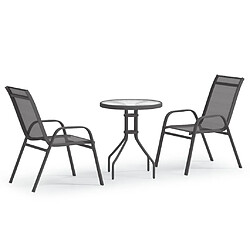 vidaXL Ensemble de bistro de jardin 3 pcs Gris