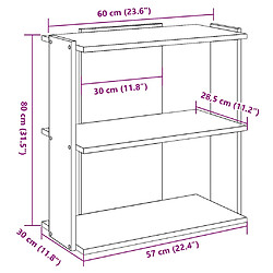 vidaXL Bibliothèque à 3 niveaux vieux bois 60x30x80 cm bois ingénierie pas cher