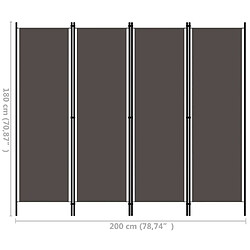 vidaXL Cloison de séparation 4 panneaux Anthracite 200x180 cm pas cher