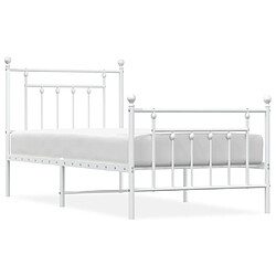 vidaXL Cadre de lit métal sans matelas avec pied de lit blanc 90x190cm