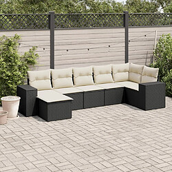 Maison Chic Ensemble Tables et chaises d'extérieur 7pcs avec coussins,Salon de jardin noir résine tressée -GKD436155