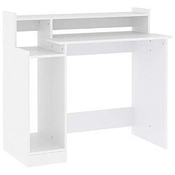 Avis Maison Chic Bureau solide,Table de travail,Bureau d'ordinateur avec lumières LED Blanc 97x45x90 cm Bois d'ingénierie -GKD70064