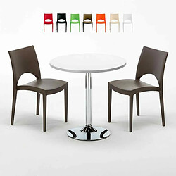 Grand Soleil Table Ronde et 2 Chaises Colorées Set In