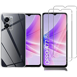 Coque Silicone Transparente + 2 Vitres Protection Ecran Pour Oppo A77 5G / A57 5G Little Boutik®