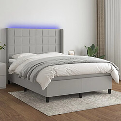 vidaXL Sommier à lattes de lit matelas LED Gris clair 140x190 cm Tissu