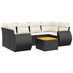 Maison Chic Ensemble Tables et chaises d'extérieur 7pcs avec coussins,Salon de jardin noir résine tressée -GKD174262