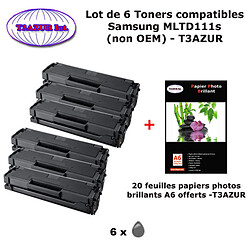 6 Toners génériques Samsung MLT-D111S pour Samsung MFP M2070W M2070W MFP M2078W M2026W imprimante+ 20f A6 brillantes -T3AZUR