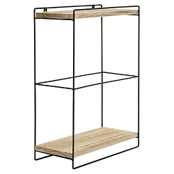 Avis Mendler Etagère murale HWC-K77, étagère suspendue Etagère de cuisine, bois massif métal industriel 2 étagères 50x35x17cm ~ naturel