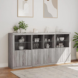 Acheter Maison Chic Commode Buffet - Meuble de rangement avec lumières LED sonoma gris 202x37x100 cm -GKD12838