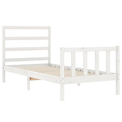 Maison Chic Lit adulte - Cadre Structure de lit avec tête de lit Contemporain blanc 90x200 cm bois massif -MN61076 pas cher