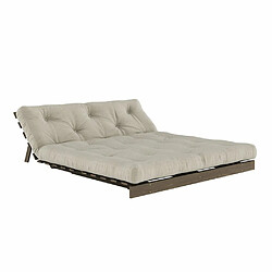 Inside 75 Canapé convertible futon ROOTS pin carob brown matelas linen couchage 160x200 cm