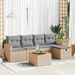 vidaXL Salon de jardin avec coussins 6 pcs beige résine tressée