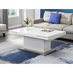 Vente-Unique Table extensible et relevable LAURIA - 2 en 1 - MDF laqué - Blanc