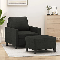 vidaXL Fauteuil avec repose-pied Noir 60 cm Tissu