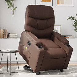 Maison Chic Fauteuil Relax pour salon, Fauteuil inclinable de massage électrique marron similicuir -GKD35904