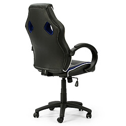 Avis Vs Venta-Stock Fauteuil de Bureau réglabe et inclinable Formula tapissé en Similicuir et Tissu Maille, Couleur Noir et Bleu, accoudoirs rembourrés.