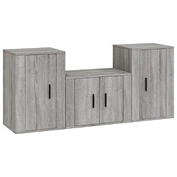 Maison Chic Ensemble de meubles TV 3 pcs pour salon - Sonoma gris Bois d'ingénierie -MN67245