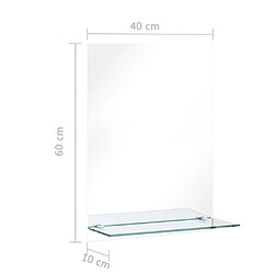 vidaXL Miroir mural avec étagère 40x60 cm Verre trempé pas cher