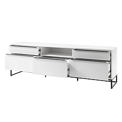 Pegane Meuble TV finition laquée blanc mat - Longueur 215 x Hauteur 69 x Profondeur 40 cm