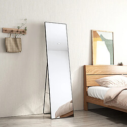 EMKE Miroir sur Pied, 160 x 40 cm, Miroir Rectangulaire, Miroir Suspendu Mural avec support amovible, Cadre en aluminium Noir