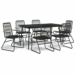 Salle à dîner de jardin 7 pcs,Table et chaise à manger Noir Rotin PVC -MN81805