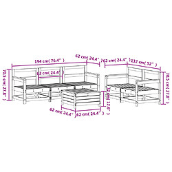 vidaXL Salon de jardin 6 pcs bois de pin massif pas cher