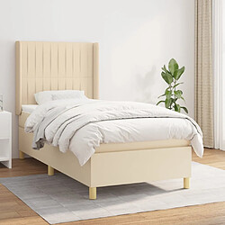 vidaXL Sommier à lattes de lit avec matelas Crème 80x200 cm Tissu