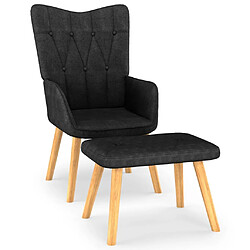 Maison Chic Chaise de relaxation | Fauteuil relax avec tabouret Noir Tissu -GKD46570