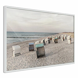 Paris Prix Affiche Murale Encadrée Baltic Beach Chairs 60 x 40 cm Blanc