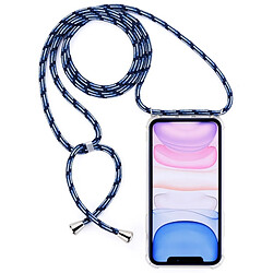 Wewoo Coque Souple pour téléphone portable TPU transparente à quatre coins et anti-chute avec cordon iPhone 11 noir bleu