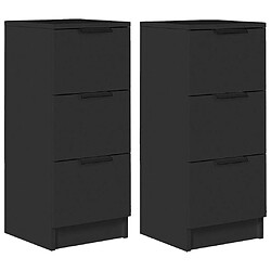 Maison Chic Lot de 2 Commode Buffet - Meuble de rangements noir 30x30x70 cm bois d'ingénierie -GKD23916