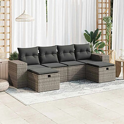 vidaXL Salon de jardin 6 pcs avec coussins gris résine tressée