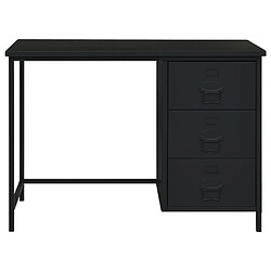 Helloshop26 Bureau table poste de travail meuble d'ordinateur informatique étude industriel avec tiroirs 105 x 52 x 75 cm Acier noir 02_0023865