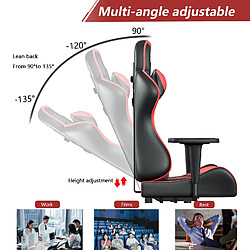 Avis Fauteuil Gamer - BIGZZIA Chaise Gaming Ergonomique - Siège Gamer avec appui-tête et oreiller lombaires - Inclinable 90 °-155 ° -Noir et Rouge