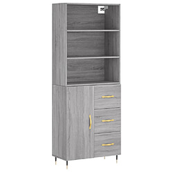 vidaXL Buffet haut Sonoma gris 69,5x34x180 cm Bois d'ingénierie