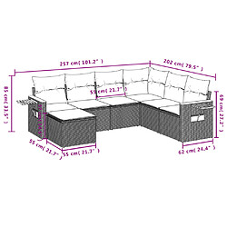 Acheter vidaXL Salon de jardin 7 pcs avec coussins noir résine tressée