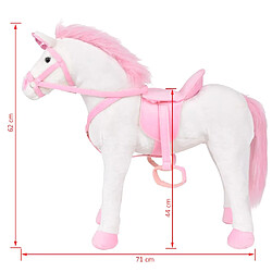 vidaXL Jouet en peluche Licorne Blanc et rose XXL pas cher