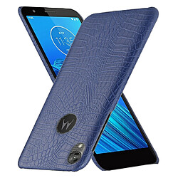 Wewoo Coque Rigide Pour Motorola Moto E6 Crocodile Antichoc Texture PC + Etui PU Bleu