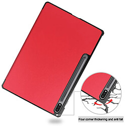 Etui en PU avec support tri-pliure rouge pour votre Samsung Galaxy Tab S7 FE SM-T730/SM-T736