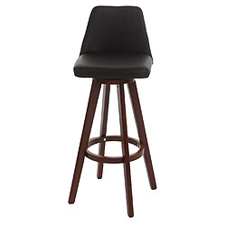 Decoshop26 Tabouret de bar chaise de comptoir en synthétique marron pivotant pieds en bois foncé 04_0005277