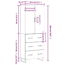 vidaXL Buffet haut Chêne marron 69,5x34x180 cm Bois d'ingénierie pas cher