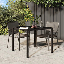 vidaXL Table de jardin 90x90x75 cm Verre trempé/résine tressée Marron