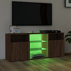 Acheter Maison Chic Meubles TV avec lumières LED - Banc TV pour salon Chêne marron 120x30x50 cm -MN78122