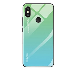 Wewoo Coque Pour Xiaomi Redmi Note 5 Pro étui en verre de couleur dégradée bleu ciel